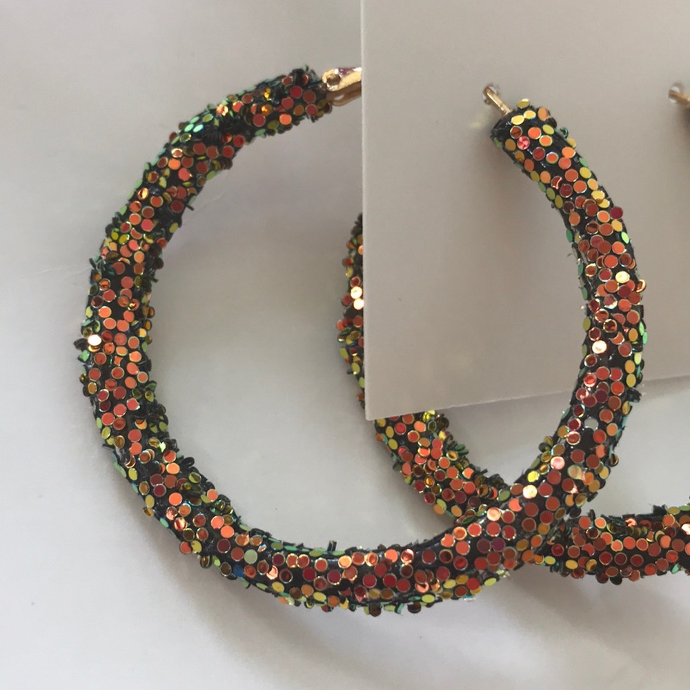 Glitter Hoop Earrings - Picture 2 of 5
